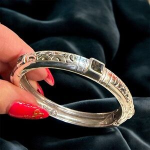 Brighton Bloc Haus hinged bangle with Swarovski crystal accents.